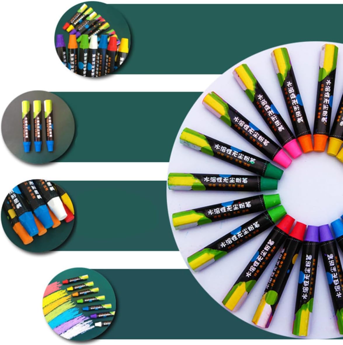 OSALADI 20pcs Dustless Chalk for Blackboard, Water Based, High Polymer
