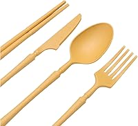 Vista 5 de Lyellfe Juego de vajilla de paja de trigo de 44 piezas, platos irrompibles para acampar, tazas y cuencos, platos de cocina ligeros con cuchillos