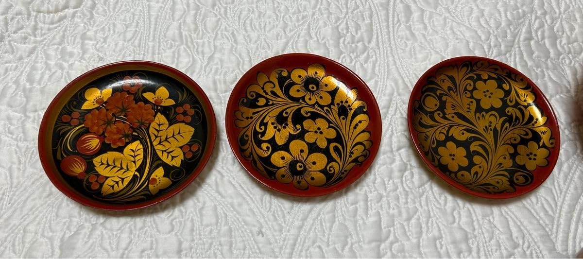 ロシア伝統民藝工芸品 ホフロマ漆器 スプーン カップ ボウル 食器