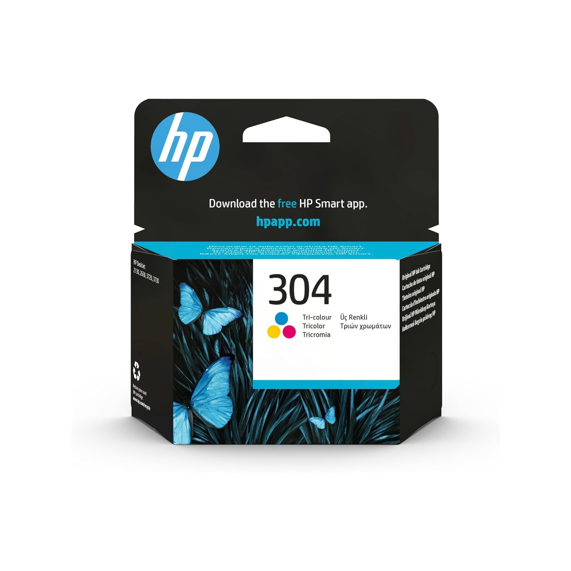 HP 304 N9K05AE, Tricolor, Cartucho de Tinta Original, compatible con impresoras de inyección de tinta HP DeskJet 2620, 2630, 3720, 3730, 3750, 3760, HP Envy 5010, 5020, 5030 ECOLOGO