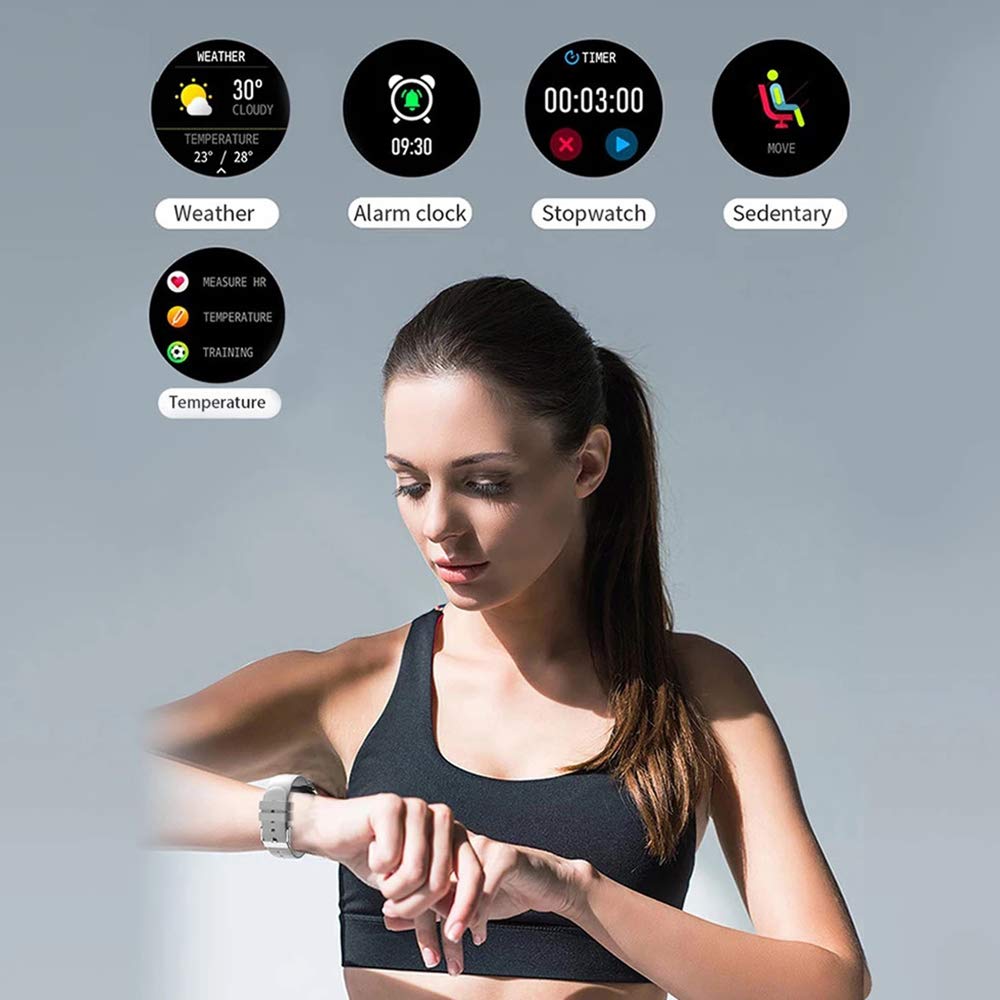V23 damski inteligentny zegarek w pełni dotykowy opaska monitorująca aktywność fizyczną IP67 wodoodporny inteligentny zegar do pomiaru ciśnienia krwi męski smartwatch dla iOS Android (D) little