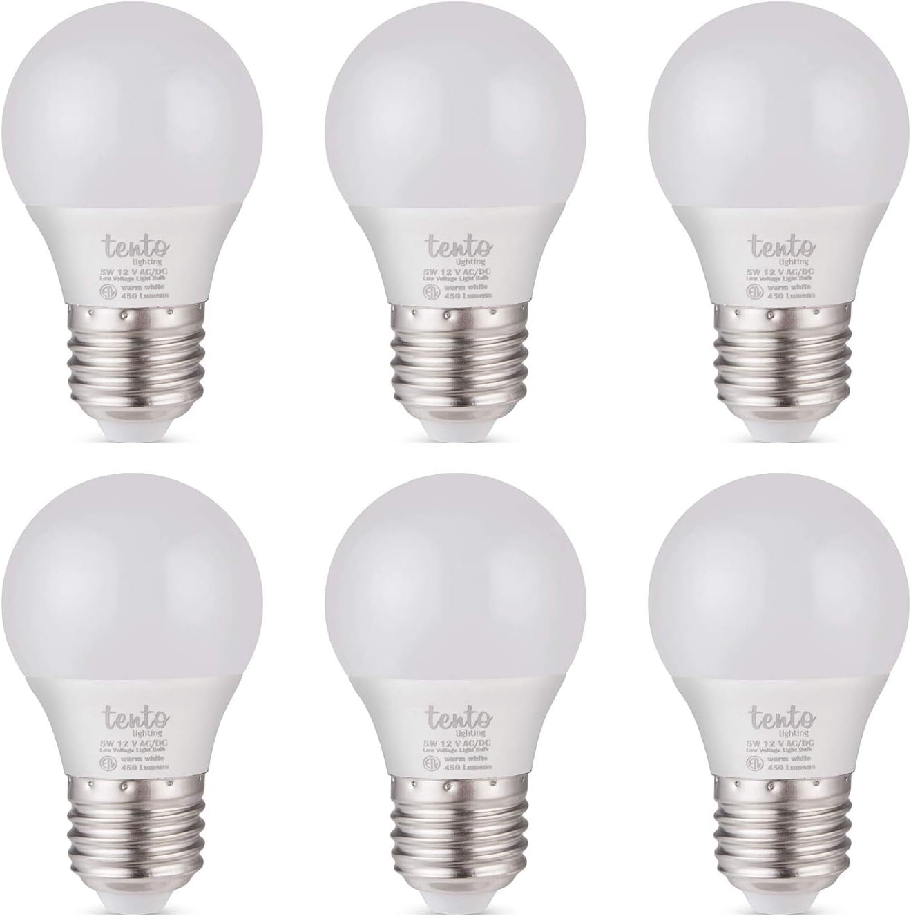 Tento Lighting 12VDC E26 Base 5W LED Light Bulbs RV Lighting Off-Grid Low Voltage Cabin Lights - Daylight White (6 Pack)