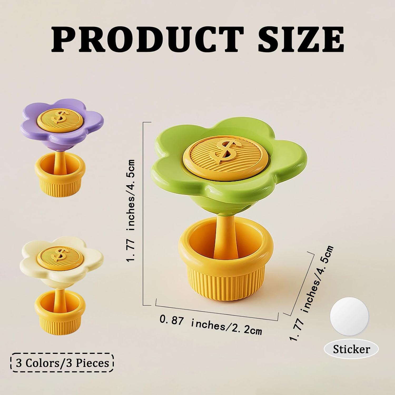 MIUPOO Toilet Button Pusher, Toilet Seat Lid Lifter Accessories, Toilet Button Pusher for Nail Protection, Flower Shaped Aroma Diffuser, Apricot, green, blue, 3 Pieces.
