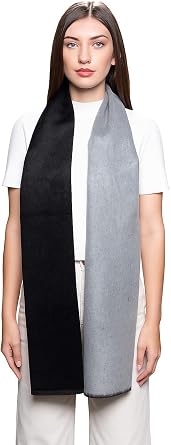 Inca Fashions Baby Suri Reversible Alpaca Scarf Unisex Luxury, 100% Pure Fiber, Silky Soft & Artisan-Made in Peru