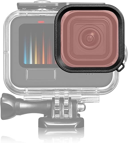 Filtros de buceo de cámara submarina para Gopro para 10 11 Negro, filtros de buceo con carcasa impermeable y cordón para varias condiciones de video