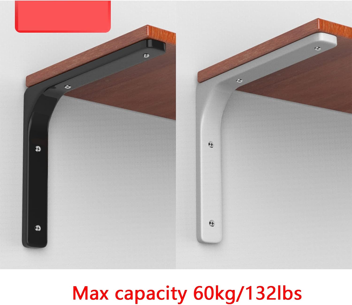 L Brackets Modern Floating Shelf Bracket,Metal Iron Shelf Supports,Wall Mounted Shelve Brackets,90 Degree Angle Corner Bracket,Matte Black White,Easy to Install 2 Pcs (16in,White)