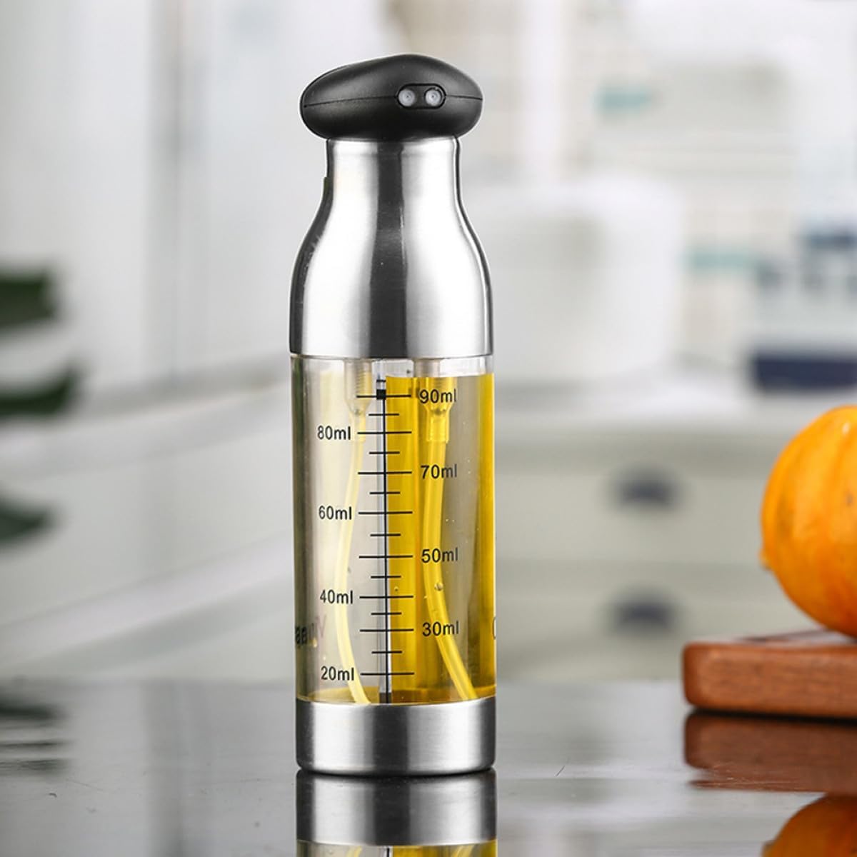 MAGICLULU Stainless Steel Oil Dispenser and Vinegar Bottle Set Dual-head Spray and Press Mist Oil Sprayer for Cooking and Salad 2pcs Cruet Set