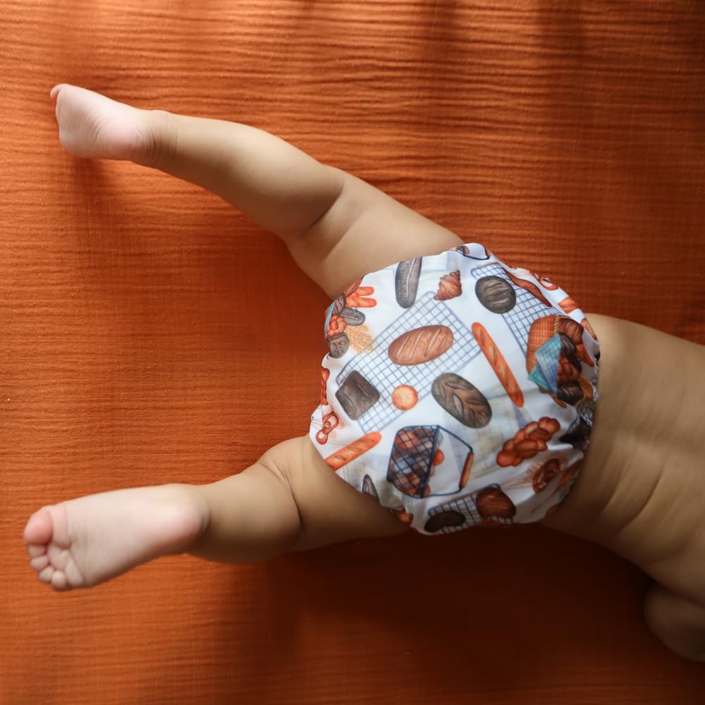 Nora's Nursery Cloth Pocket Diapers 4 Pack with 4 Inserts - Waterproof Cover, Washable, Reusable & One Size Adjustable Pocket Diapers for Newborns and Toddlers - Knead It - Image 7
