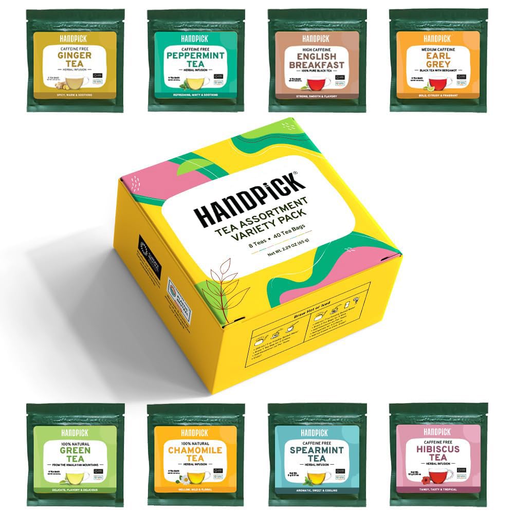 Amazon.com: HANDPICK, Tea Bags Sampler Assortment Variety pack Gift Box ...
