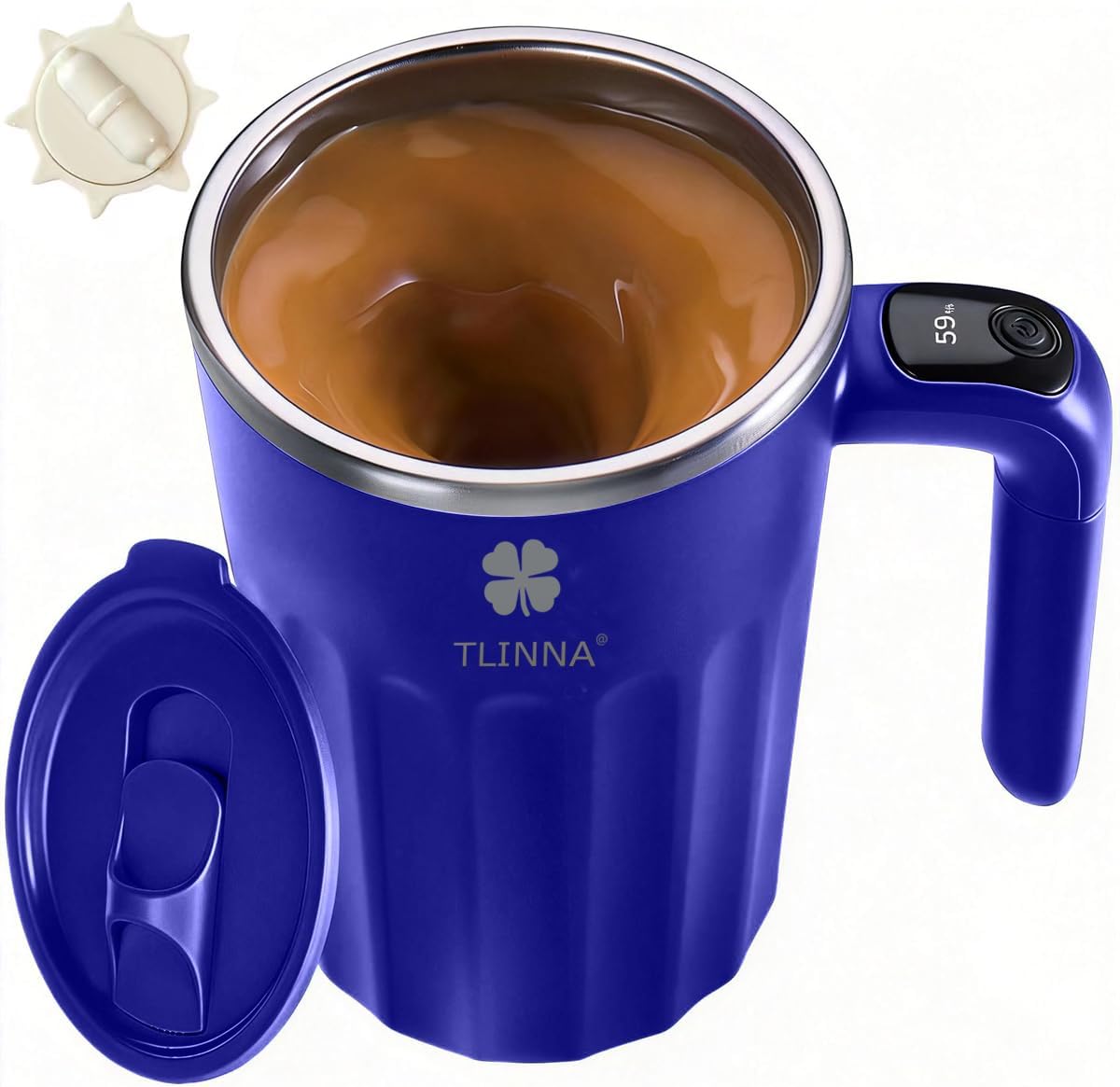 Self Stirring Mug,Self Stirring Coffee Mug,Suitable for Coffee, Milk, Cocoa and Other Beverages,Insulated bottle (Blue, 12 Ounces)