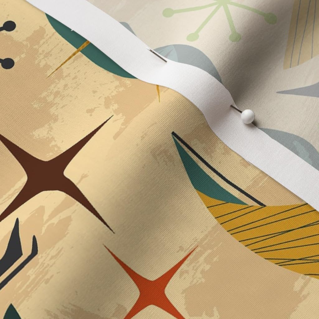 Spoonflower Fabric - Mid Mod Tiki Century Modern Island Atomic Retro Head Hawaiian Village Printed on Cotton Poplin Fabric by The Yard - Sewing Shirting Quilting Dresses Apparel Crafts