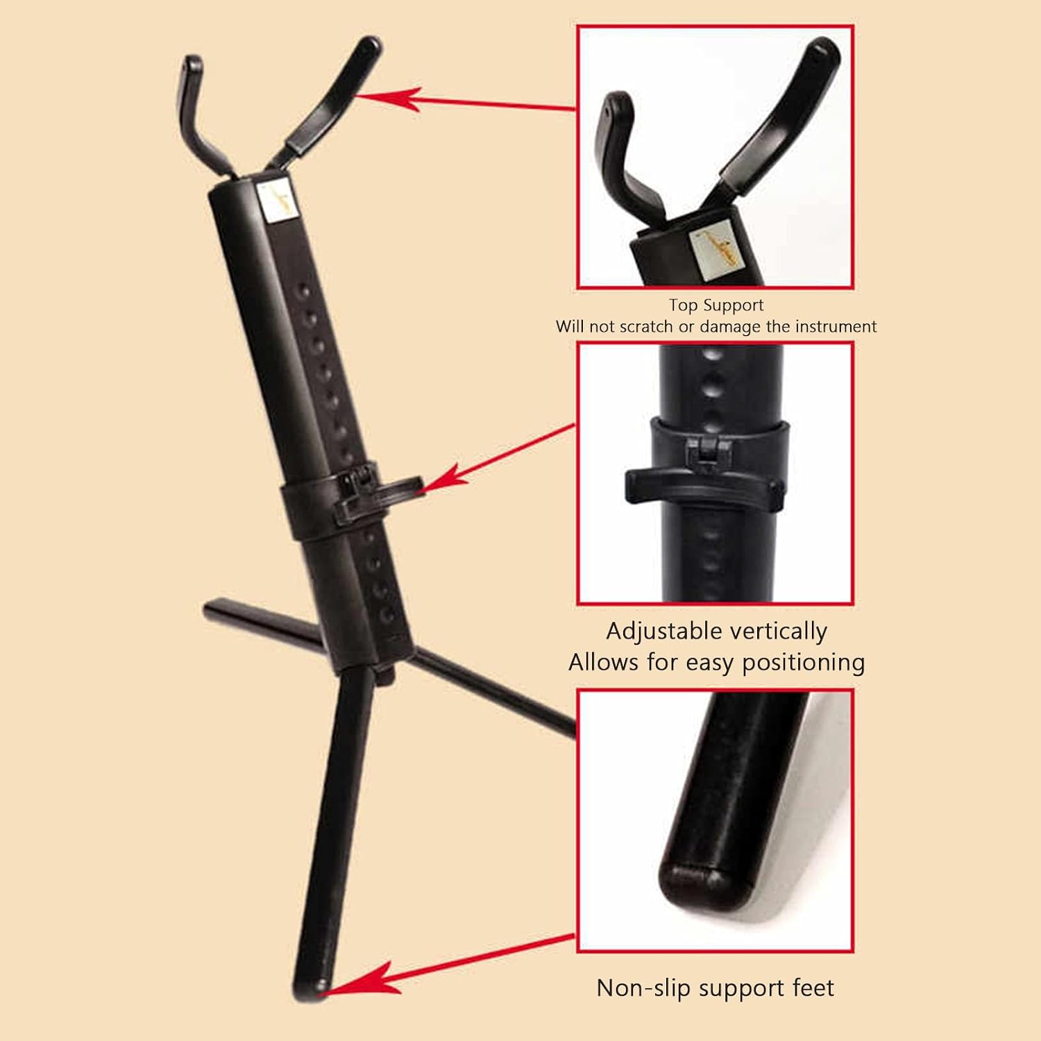 Alto Tenor Saxophone Stand,Foldable Saxophone Stand Holder Rack,with Carrying Bag,Lightweight and Compact for Stage and Travel(31.5x21.5x23.5cm)