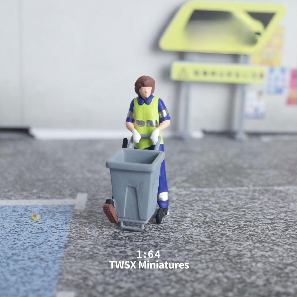 Female Cleaner 2pcs, 1:64 Scale, Clean,Miniature People, Miniature Models, Suitable for DIY Landscapes, Creative Scenes, Matching and Macro Photography
