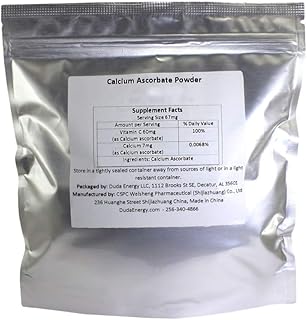 Calcium Ascorbate Powder, 8 oz Bag Food Grade FCC USP BIoActive Non-GMO Vitamin C Contains Ascorbic Acid