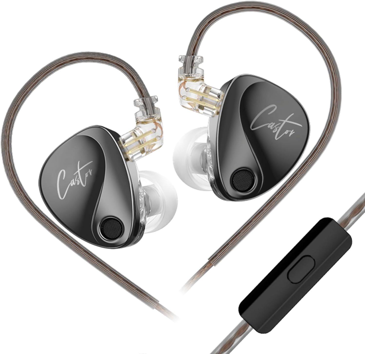 KZ Castor Tuning Adiustable Dual-Driver Earphones,10MM+8MM Dynamic Driver Earbuds Wired,in Ear Monitor,IEM Ear Buds Wired,3.5mm Plug Headphones (with mic, Black)