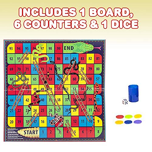 Gamie Snakes And Ladders Board Game For Kids, Complete Set With Board, 6 Pegs, And Dice, Classic Fun For Family Game Night And Classroom, Best Birthday Gift Idea For Boys And Girls #TOP1