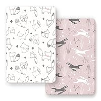 Vista 28 de Juego de 2 sábanas ajustadas de punto de jersey elástico ultra suave, se adapta a sábanas portátiles/mini cunas, almohadillas de colchón