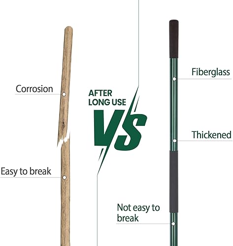 Miniatura 3 de Pala para excavar, pala resistente de 56 pulgadas para jardinería, pala redonda para excavar con mango de fibra de vidrio (verde)