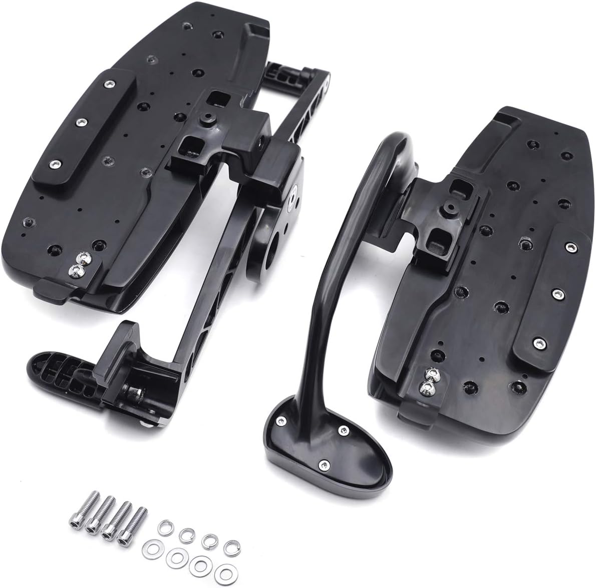 HTTMT- Black Left & Right Driver Foot Board Floorboard Kit Compatible With Goldwing 01-17 GL1800 13-16 F6B 14-15 Valkyrie [P/N: MT216-130+280-019-BK]