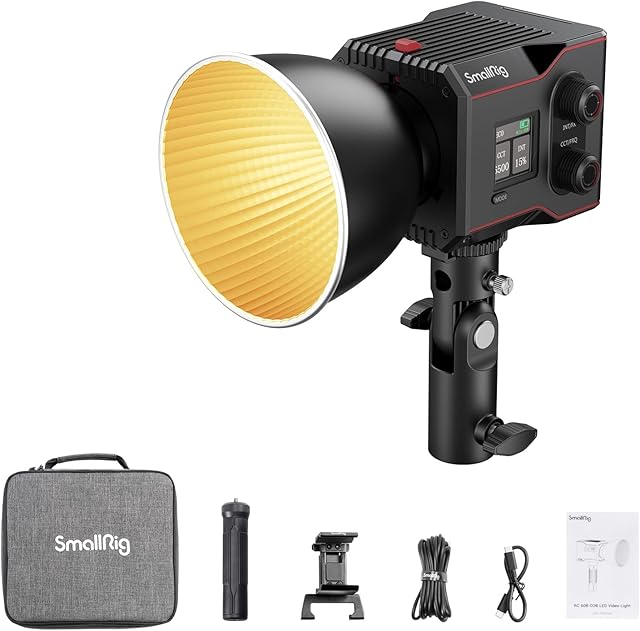 SMALLRIG RC 60B COB Video Light with Built-in 3400mAh Battery & Type-C PD Fast Charging, Handheld Bicolor LED Video Light for Shooting on the Move, Continuous Output Light with 9 Light Effects - 4376