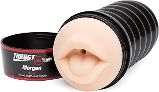 Lovehoney Thrust Pro Ultra Morgan Mouth Male Masturbator Cup - 5 Inch Textured Canal - Vibrator Compatible Male Sex Toy - Male Self Pleasure Toys - Adult Sex Toys for Men - Waterproof - Flesh Pink