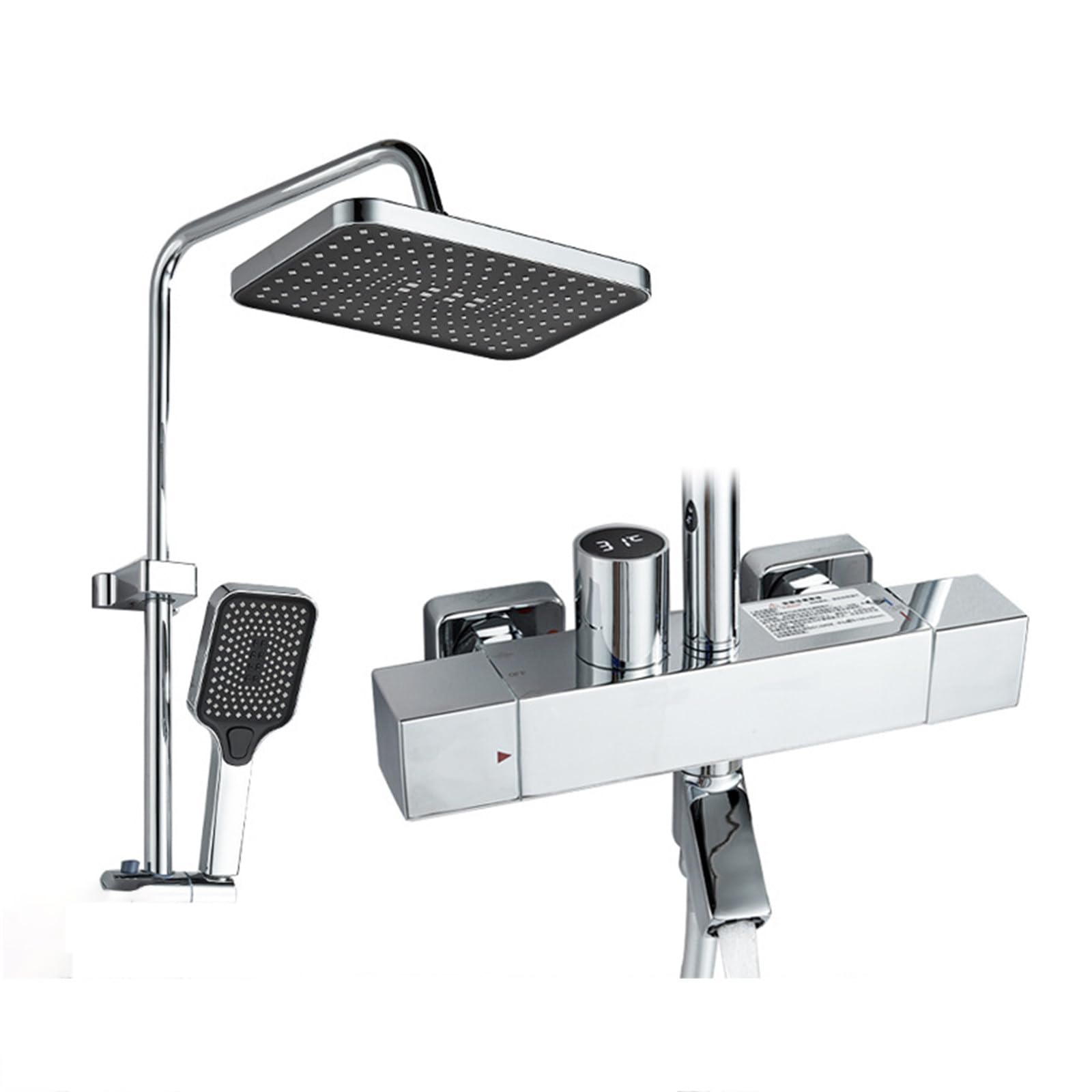 Système de douche thermostatique LED en laiton mural noir