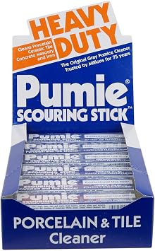 PUMIE 12-Pack Heavy Duty Pumice Scouring Sticks, Cleans Ceramic, Tile