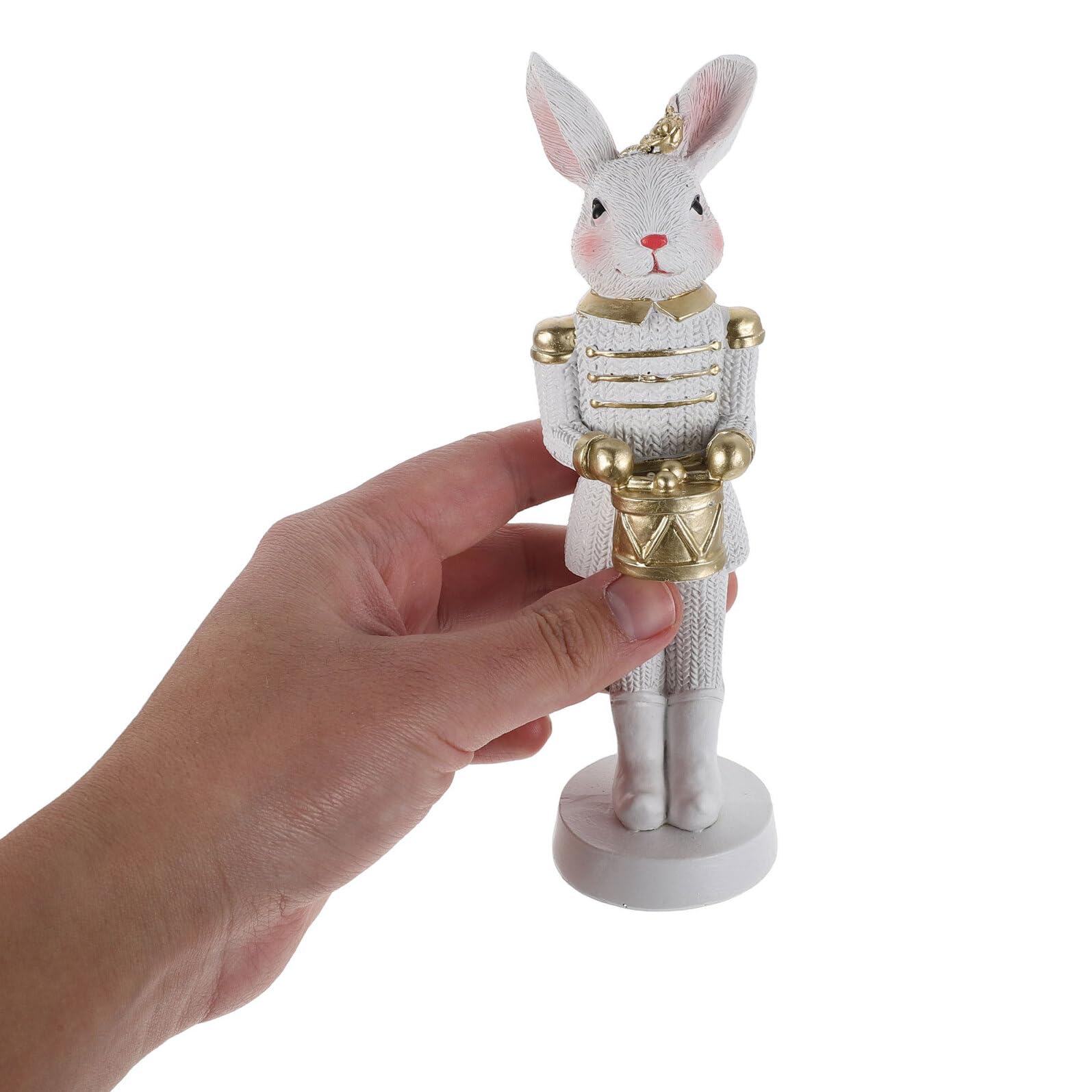 2 Stück Osterhasen Nussknacker aus Weißem Kunstharz Detailreiche Hasenfigur mit Kaminsims Dekoration für Ostertisch und Frühlings Wohndeko