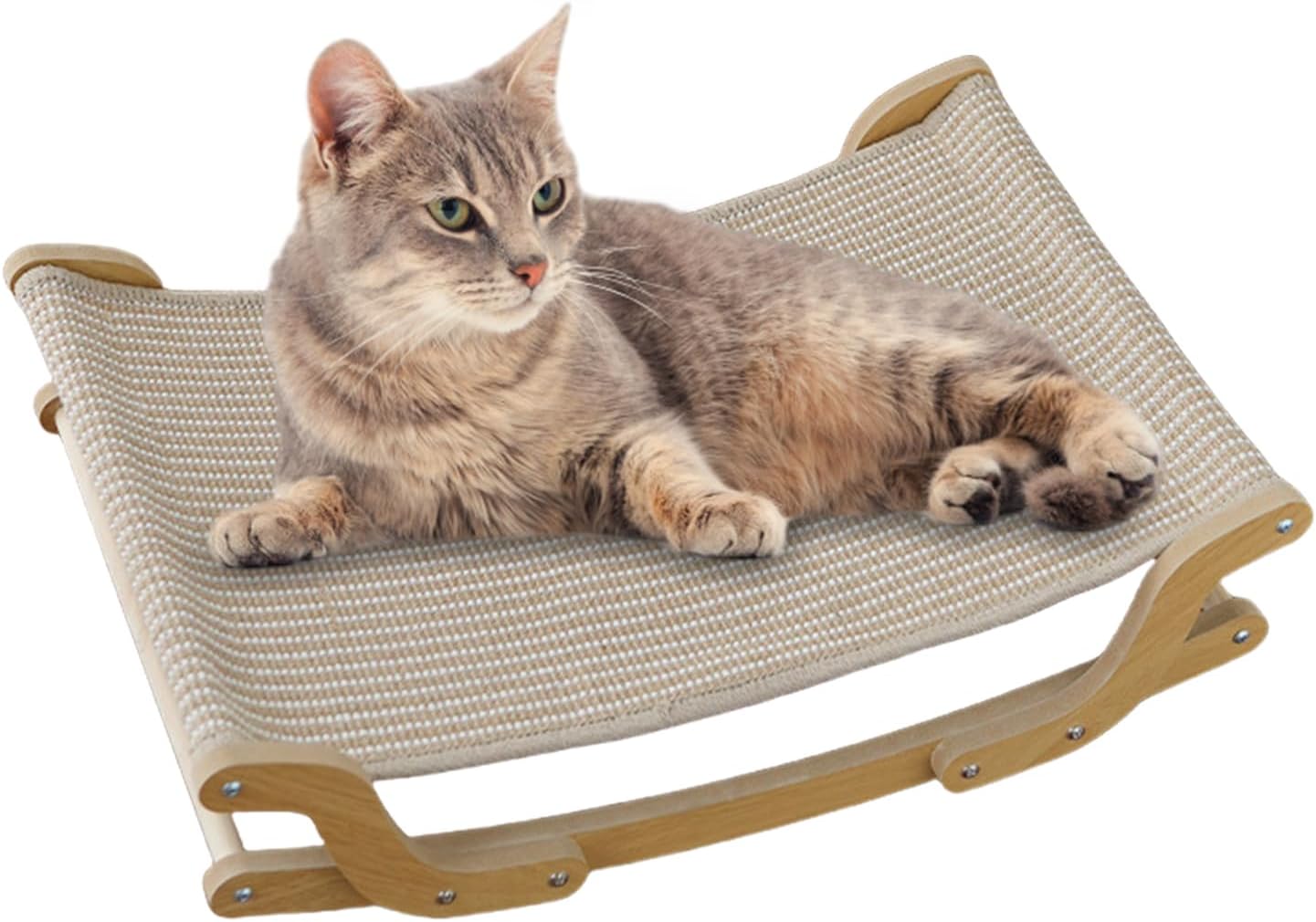 Cat Sisal Chair - Sturdy Elevated Kitten Lounger, Scratch-Friendly Pet Rocking Sofa, Soft Cooling Recliner, Bed | Portable Lounging and Play Space for Apartment Balcony Garden Travel Outdoor