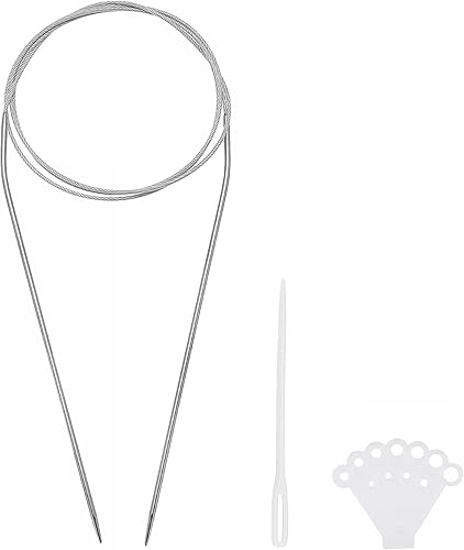 uxcell Kit de agujas circulares, 39.37 pulgadas de largo, 0.079in de diámetro, aguja redonda de acero inoxidable para proyectos hechos a mano, tejer
