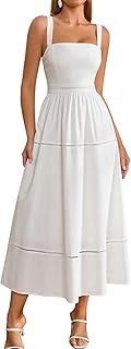 Summer Corset Midi Dress Elegant Square Neck Flowy A Line Wedding Guest Tea Party Dresses for Women Sundress 2025