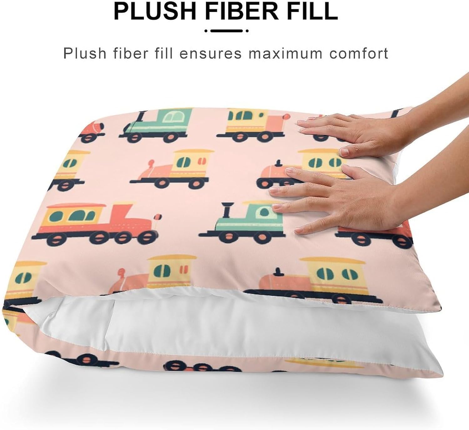 Colorful Locomotive Train Body Pillow Cover Long Cushion 18.9x53.1 Inch | pillowcase,bed decor,farmhouse,sofa
