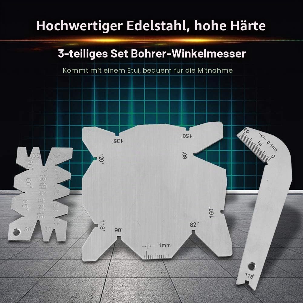 3 Teile/satz Bohrer Winkelmessgeräte, Sonstige Handwerkzeuge Sonstige Handwerkzeuge und Zubehör Edelstahl Bohrer Spitzer Tools S/S Winkel Messgeräte Hand Messwerkzeuge