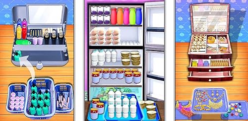 Jogo de organizador de armário doméstico - Encha a geladeira e as prateleiras da sala em jogos de or