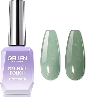 GELLEN Green Gel Polish, No Chip Sage Green Gel Polish for U V Light Soak Off LED Light U V Gel Nail Polish for Gift, Color No.67