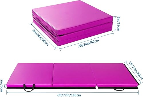 Miniatura 6 de Ochine Tapete de gimnasia plegable de 6 x 2 x 2 pulgadas con asas de transporte para equipo de entrenamiento, estiramiento, yoga, ejercicio (envío