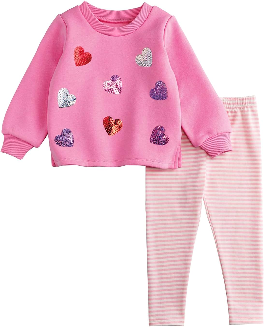 Mud Pie Baby Girls Kids Valentine's Day Heart Sweatshirt and Legging Set