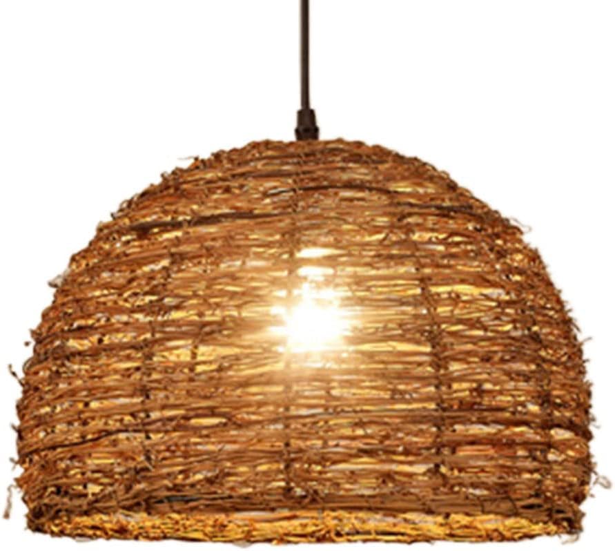 1 paquete de luces colgantes de estilo tropical, pantalla de lámpara de jaula de, lámpara de cocina tejida de mimbre hecha a mano de 1 luz, colgante de de de estilo natural,iluminación de techo