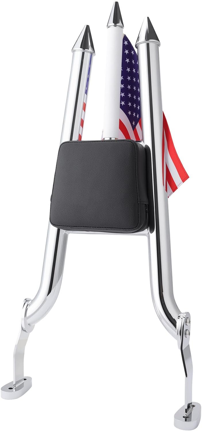 Sissy Bar, 27‘’ Tall Detachable Passenger Backrest Pad Fit For Harley Davidson FLRT Freewheeler 2015-2024 Road Glide 3 FLTRT 2023 (Chromed)