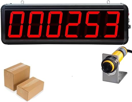 Conveyor Belt Counter, LED Digital Counter, 6 Digit Display, Count up to 999999, with Infrared Sensor, Sensor Distance 70 cm Adjustable, Factory Production line School Visitor Counter