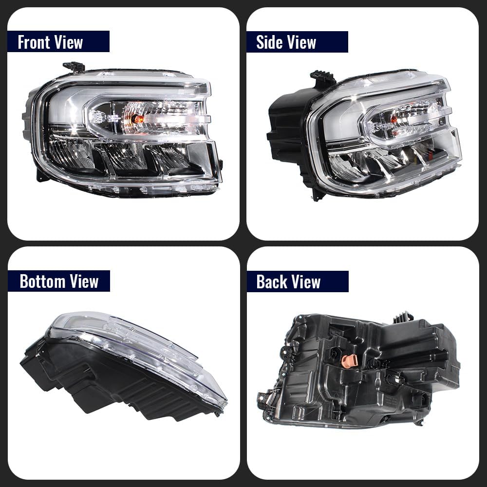 LED & Halogen Headlight Headlamp Assembly Fit for Ford Maverick 2022, Black Frame High Configuration Headlight Replace for FO2503431 NZ6Z13008B (Right Passenger Side)