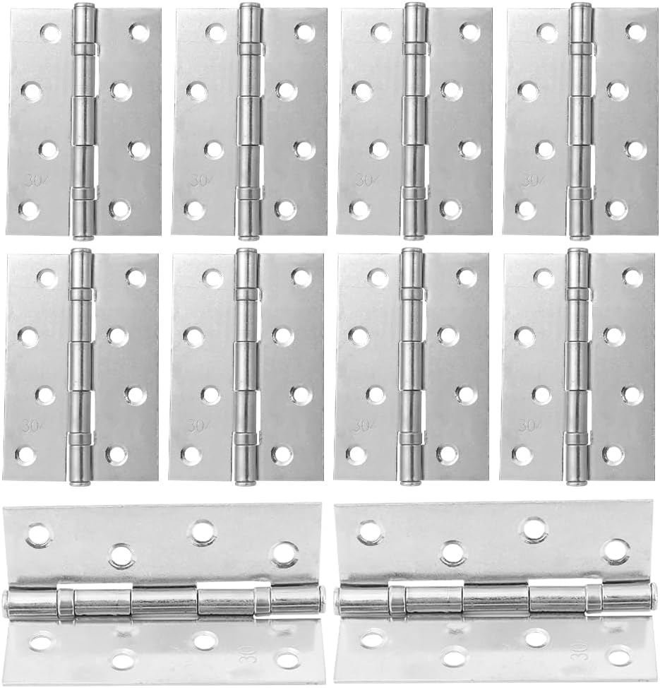 6 Packs of Square 4x3-inch Black Stainless Steel 3MM Thickened Door Hinges, Bearing Door Hinges, Window Hinges, Indoor and Outdoor Hinges with Screws