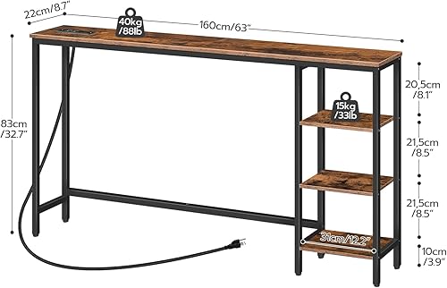 Miniatura 7 de HOOBRO BF75XG01-BF164UXG01 - Mesa de consola estrecha y detrás de sofá con estantes, mesa de entrada pequeña, mesa de sofá delgada, para pasillo,