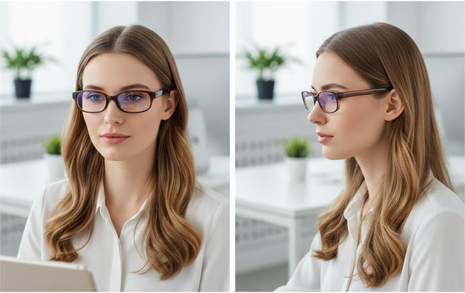 HJSTES Retro Clear Rectangle Glasses for Women Men Fake Blue Light Blocking Lens Narrow Frame Non Prescription Eyeglasses - Image 2