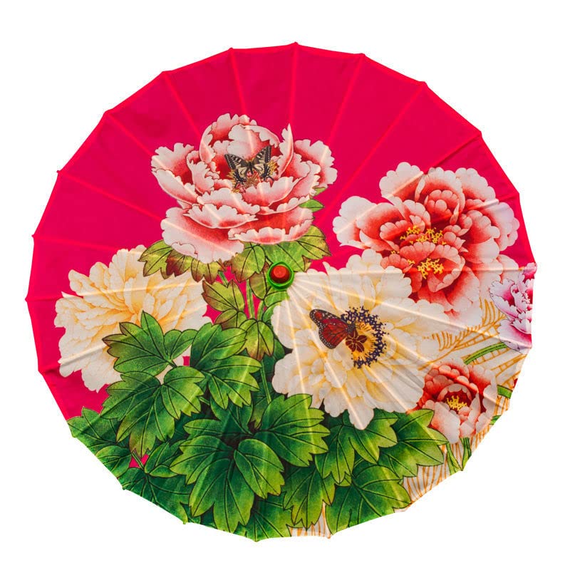 Parasol Chinese Style Classical Oil Paper Umbrella Rainproof Umbrella, Parasol Pendent Floral Mulitcolor Paper and Bamboo Painted Paper Parasol (T)