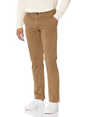 BOSS Mens Slim Fit Cotton Blend Trousers Casual Pants Teak Wood Brown 40X34 US