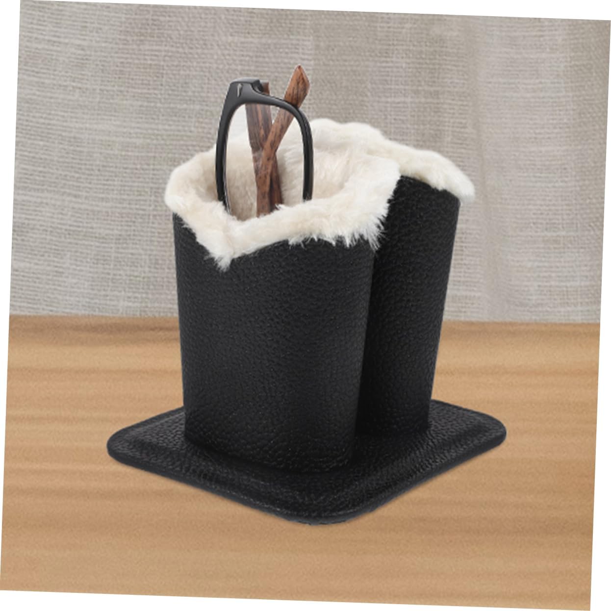 2pcs Plush Lined Eyeglass Holders Dual Glasses Display Stand for Nightstand Pu Sunglass Holder Scratch for Home Office Use