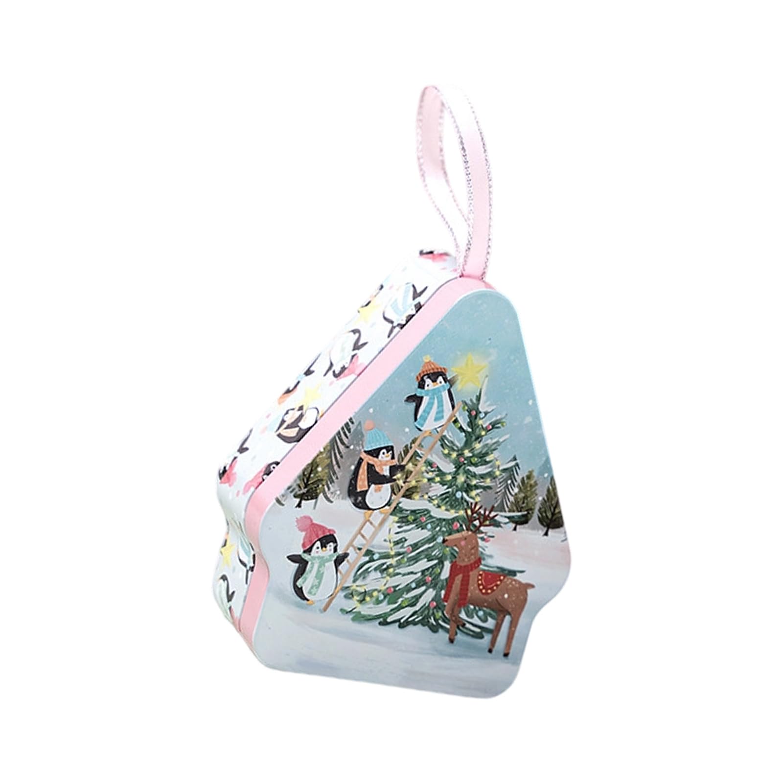 Jazuaiao Festival Cartoon Candy Tin Box Decorative Candy Jar for Christmas Decorations and Gift Storage Efficient Metal Container Decorsative Tinplate Gift Container