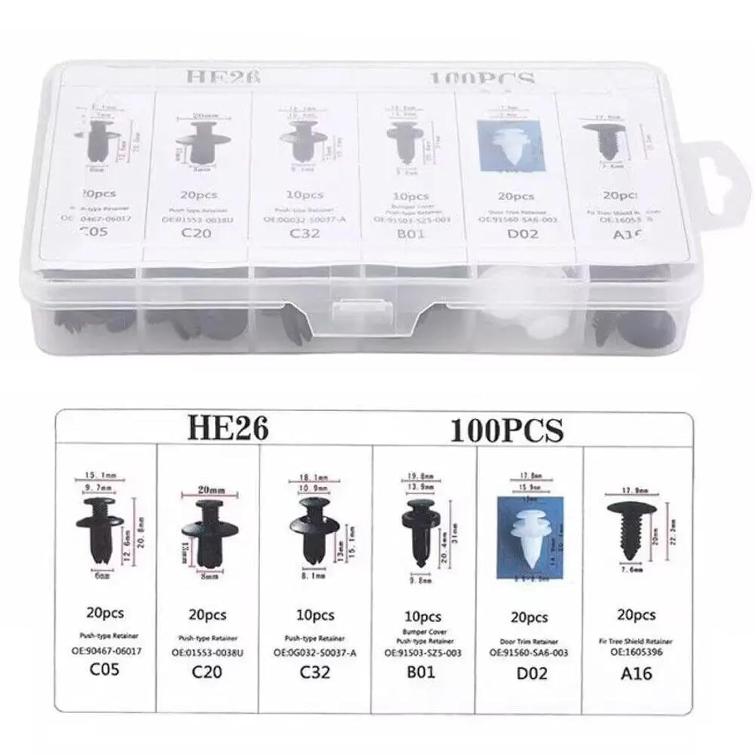 Car Retainer Fastener Clips 100Pcs Car Fastener Clip Kit Fender Rivet Clips Retainer Car Clips