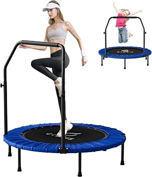 CLORIS Rebounder Trampoline for Adults 40 Inch, 400 lbs Capacity with 5-Level Adjustable Bar, Foldable Mini Indoor Fitness Workout Exercise Equipment Blue